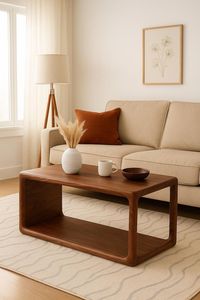 Table basse rectangulaire haut de gamme au design mid-century, en bois fait main, pour la maison et les bars d'hôtel - Product Image 2