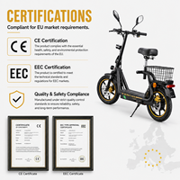 M5 ELITE 48V 500W Yetişkinler İçin Oturmalı Elektrikli Scooter, Arka Sepetli Katlanabilir E-Scooter, Avrupa için CE EEC Sertifikalı