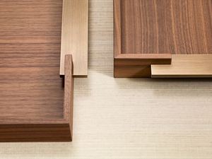 Wholesale Luxury Walnut Wood Serving Tray Bulk Hotel Platter with Elegant <b>Brass</b> Metal Inlay Handles and Modern Slim Design - Product Image 3