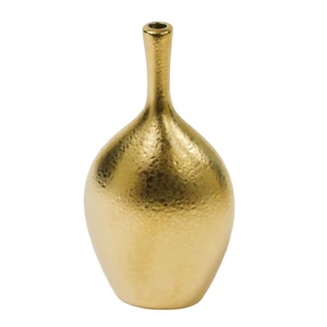 แจกันอลูมิเนียมสีทองเข้มสุดหรูแจกันหวายประดับพื้นผิวลายกรวดของขวัญตกแต่งบ้านขายดีล่าสุดทำจากโลหะ - Product Image 1