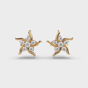 IGI Certified Lab Grown Diamond Twisted Floral Swirl Stud <b>Earrings</b> 14K Yellow / White / Rose Gold Designer Cluster <b>Earrings</b> - Product Image 1