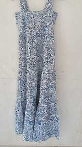 Vestido Maxi Boho Ligero de Algodón Puro para Mujer, con Estampado Floral, Vestido Maxi con Corte Evase, Exportación a India - Product Image 4