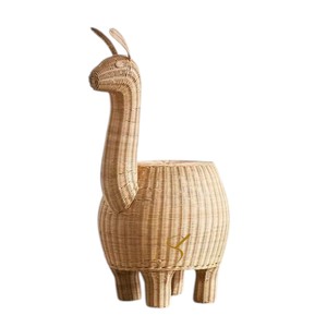 Panier de rangement élégant en rotin blanc en forme de cygne, adorable organisateur de jouets en osier tressé en forme d'animal pour chambre de fille - Product Image 5