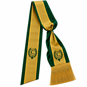 Écharpe de cérémonie maçonnique personnalisée brodée, écharpe de loge maçonnique avec bordure dorée décorative - Product Image 6