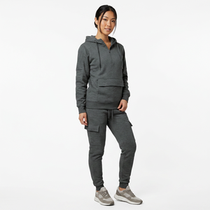Ensemble de survêtement gris à capuche pour homme, manches longues, couleur unie, sweat-shirt et pantalon décontractés avec cordon de serrage et poches - Product Image 6