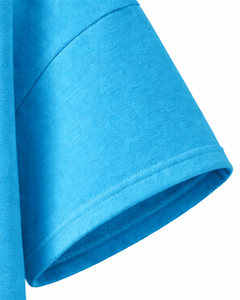 Haut à capuche bleu personnalisé à manches courtes pour homme, pull décontracté à capuche, t-shirt léger d'été, style streetwear, en mélange de coton avec poches - Product Image 6