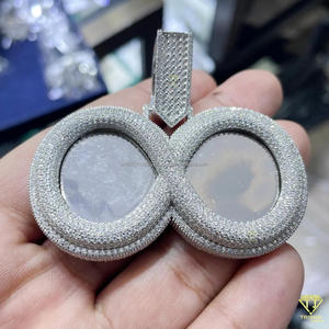 Custom <b>Infinity</b> Frame Pendant <b>Necklace</b> with 925 Sterling Silver Rhodium Plated Hip Hop Style Moissanite GIA Certified - Product Image 2
