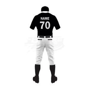 Men's Custom <b>Baseball</b> Jersey <b>Set</b> Black Gold Team Name Sublimated Short Sleeve Moisture Wicking Uniforms for Adults - Product Image 3