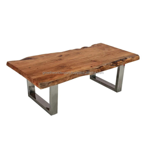 Table basse industrielle de forme irrégulière à bord vivant pour salon meubles en bois 2025 nouveaux meubles de Table à manger industrielle - Product Image 1