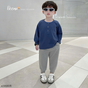 BEEMO Vente en gros de vêtements décontractés pour bébés, ensembles de vêtements pour enfants, vêtements de maison en coton, pulls à manches longues, hauts + pantalons, tenues pour tout-petits, ensembles pour garçons - Product Image 1