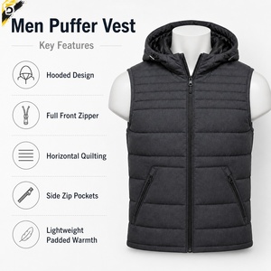 Stylish Men Waterproof Reversible Canvas Puffer <b>Vest</b> Designed Lightweight Warmth Comfortable Fit <b>Travel</b> Hiking Work Everyday - Product Image 6