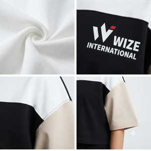 WIZE INTERNATIONAL Women's Color Block <b>Crop</b> <b>Top</b> Crew Neck Short Sleeve Casual T-Shirt Breathable Knitted 100% Cotton - Product Image 5