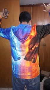 Sudadera con Capucha Holgada de Moda con Estampado Digital 3D de Personaje Animal Lobo, 100% Poliéster, de Secado Rápido para Otoño, Venta al por Mayor - Product Image 6