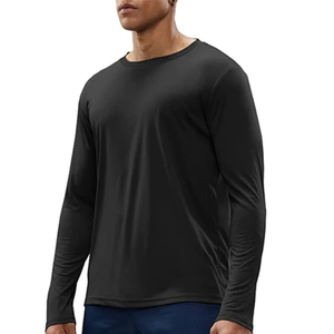 <b>Men's</b> Outdoor Fitness Running Casual long sleeve T-<b>Shirt</b> 100% Cotton Quick-Dry Long Sleeve Slim Fit Solid Color <b>Pocket</b> Knitted - Product Image 1