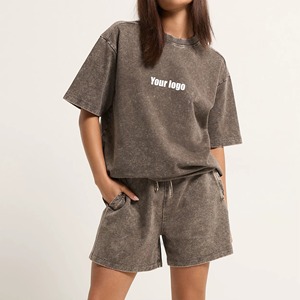 Conjunto de 2 Piezas de Verano 2024 para Mujer, Top de Manga Corta de Encaje Formal de Lujo 100% Algodón, Conjunto de Shorts - Product Image 1