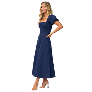 Vestido de Mezclilla de Manga Media para Mujer, Ropa Casual de Verano, OEM ODM Disponible - Product Image 1