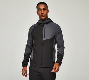 Chaqueta de Hombre Impermeable y Cortavientos con Cuello Alto y Capucha, Tejido de Punto Digital de Poliéster Transpirable de Secado Rápido con Cremallera para Exteriores OEM - Product Image 1