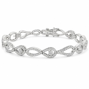 Bracelet Infinity en Diamant, Or Blanc 18 carats, Chaîne à Maillons Pavés, Diamant Cultivé en Laboratoire, Bracelet de Luxe à la Mode, Personnalisé - Product Image 6