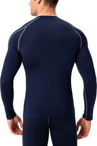 Chemise de performance à manches longues pour homme, coupe ajustée, compression, séchage rapide, écologique, en spandex/polyester, couche de base athlétique - Product Image 4