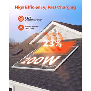 Panneau solaire monocristallin 200W, module PV mono à haute efficacité 23%, stable pour sortie MC4, cadre en aluminium, étanche IP65 pour voiture - Product Image 2