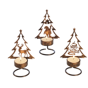 Portavelas de Hierro para Árbol de Navidad, Soporte de Metal para Velas, Diseño de Reno y Santa Claus, Decoración Navideña para el Hogar - Product Image 1
