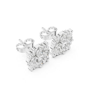 Boucles d'oreilles de fiançailles en or rose 14 carats avec diamant rond cultivé en laboratoire pour femmes |   Nouveau diamant cultivé - Product Image 6