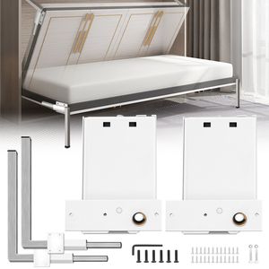 White Heavy Duty DIY Kit for <b>Queen</b> Twin <b>Size</b> <b>Beds</b> Murphy Mounting Wall Hardware Springs Mechanism Functional Hardware-Horizontal - Product Image 1