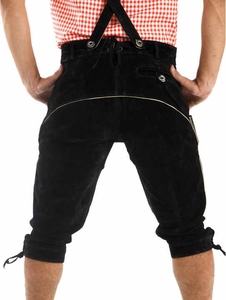 Lederhosen Negros Bordados para Hombre con Camisa a Cuadros Roja, Traje Tradicional Alemán, Ropa Casual, Estilo Otoñal - Product Image 3