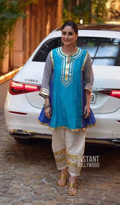 Bebo Style Choga Kurta With Salwar Designer Wear Chinon <b>Gota</b> Patti Pattern Work Designer Top With Chinon <b>Gota</b> Patti Work Bottom - Product Image 2