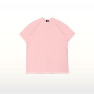 Camiseta de Algodón Rosa para Mujer, Cuello Redondo, Corte Holgado, Informal, Manga Corta, Estampado de Letras, para Primavera/Verano - Product Image 2