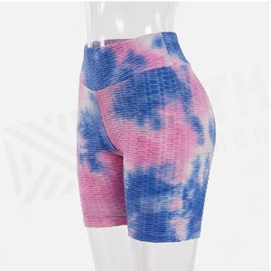 North Approach <b>Tie</b> <b>Dye</b> Ribbed High Waist Yoga Shorts Spandex Polyester Four-Way Stretch Elastic Waist Short Length - Product Image 2