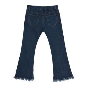 Pantalon en jean évasé taille haute pour femme, grande taille, longueur cheville, effet usé, ourlet effiloché, coupe ajustée, couleur unie, fermeture boutonnée, style décontracté - Product Image 6
