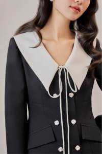 Robe élégante et moderne pour femme, style marin classique CELINA - Ensemble à manches longues - Style bureau d'inspiration vintage - Vente en gros Vietnam - Product Image 2