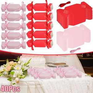 40 Cajas de Regalo para Fiestas de Boda, Pequeñas Cajas de Regalo Rosadas y Rojas en Forma de Caramelo con Cinta para Envolver Galletas, Dulces y Golosinas para Cumpleaños - Product Image 1