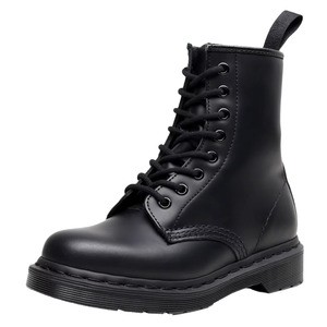 Bottes pour femmes en cuir véritable à lacets mi-mollet avec semelle en caoutchouc, talons épais de 3 cm - Product Image 1