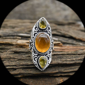 Handmade Amber Gemstone <b>Ring</b> Natural Baltic Amber Jewelry Vintage Style <b>Statement</b> <b>Ring</b> Artisan Silver <b>Ring</b> Gift for Her - Product Image 3