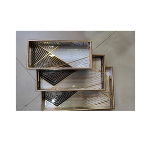 Plateau de service en bois MDF de luxe avec impression florale pour hôtel, taille personnalisée, plateaux MDF de bonne qualité pour la cuisine à prix abordable - Product Image 2