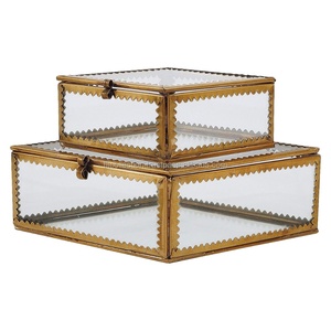 กล่องแก้วทองเหลืองหุ้มกล่องสี่เหลี่ยมสำหรับกล่องเชิญงานแต่งงาน - Product Image 1