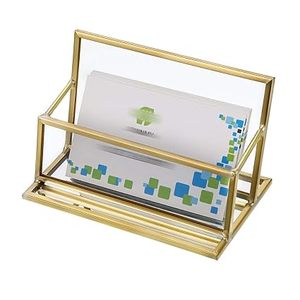 Porte-cartes de visite en métal finition or, organisateur de bureau, présentoir décoratif pour cartes de visite, support de cartes de visite pour table de bureau - Product Image 5