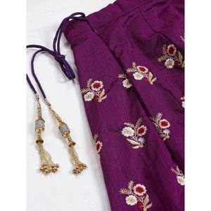 Women's Semi-Stitched Lehenga Set in Purple & <b>Peach</b> with Unstitched Choli - Product Image 5