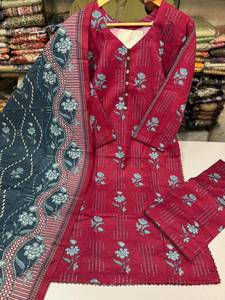 Ensemble Salwar Kameez en tissu Khaddar pour femmes, imprimé numérique, 3 pièces, robe indienne pakistanaise pour fête, mariage, Diwali - Product Image 1