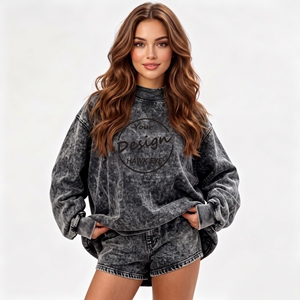 Custom Logo Women's Soft Cotton Mock Neck Streetwear Embroidered <b>Jumper</b> Fleece Oversized Pullover Women Mockneck Sweatshirt - Product Image 1