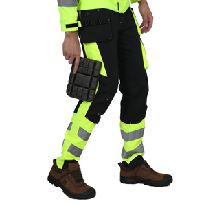 Pantalon cargo haute visibilité pour homme, vêtement de sécurité, pantalon réfléchissant avec cordon de serrage, salopette haute visibilité pour la route - Product Image 1