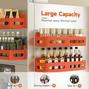 4 Pack Strong Magnetic Spice Rack for Refrigerator Multipurpose 4-Hook <b>Shelf</b> Organizer for <b>Kitchen</b> & Bathroom - Product Image 6