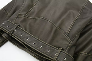 Veste bomber pour homme en cuir véritable noir imperméable, respirante et coupe-vent, doublure en fausse fourrure marron, col rabattable, fermeture éclair - Product Image 3