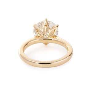 Factory Direct 3 Carat Round Cut Lab Grown Diamond 14K Solid Yellow <b>Gold</b> <b>Ring</b> <b>Set</b> Luxury 6-Claw Tulip Cathedral Engagement <b>Ring</b> - Product Image 6