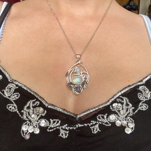 Angelic Double <b>Moonstone</b> Flower <b>Pendant</b> 925 Sterling Silver Fairy Whimsigoth Jewelry Handmade Tasmania Australia - Product Image 4