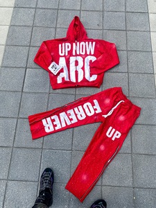 Conjunto de Sudadera con Capucha Roja para Hombre con Estampado Blanco, Estilo Urbano, Ropa de Otoño, Chándal Personalizado Estilo Streetwear - Product Image 2