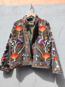 Chaqueta Vaquera Bordada a Mano con Flores, Cuello Chal, Manga Larga, Estilo Prairie Chic para Mujer, Primavera, Corte Corto, Regalo para Ella - Product Image 6