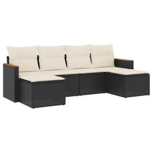 Conjunto de Sofá de Jardín con Patas Ajustables en Ratán PE Negro, Muebles de Exterior Cómodos y Elegantes - Product Image 2